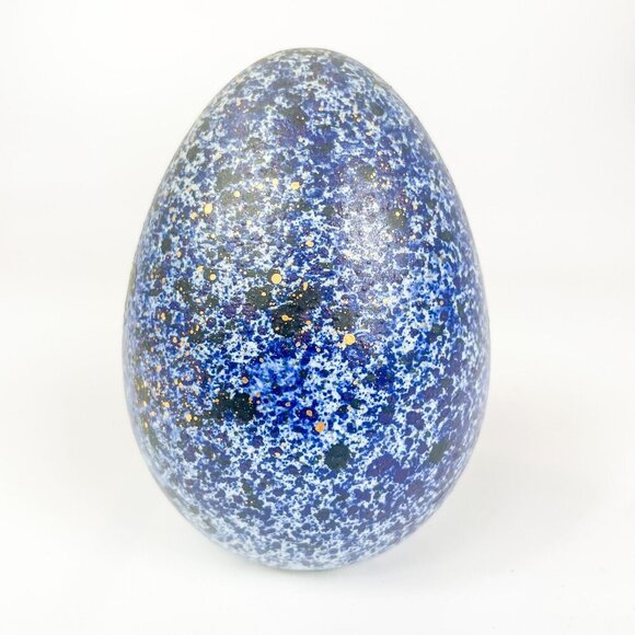 Guldkroken Ake Grunditz Ceramic Blue Gold Speckled Egg - Picture 3 of 8